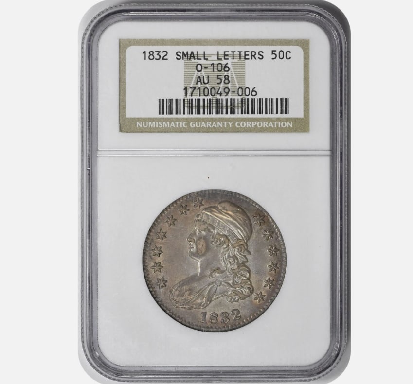 1832 Bust Silver Half Dollar Small Letters AU58 NGC (1 of 1)