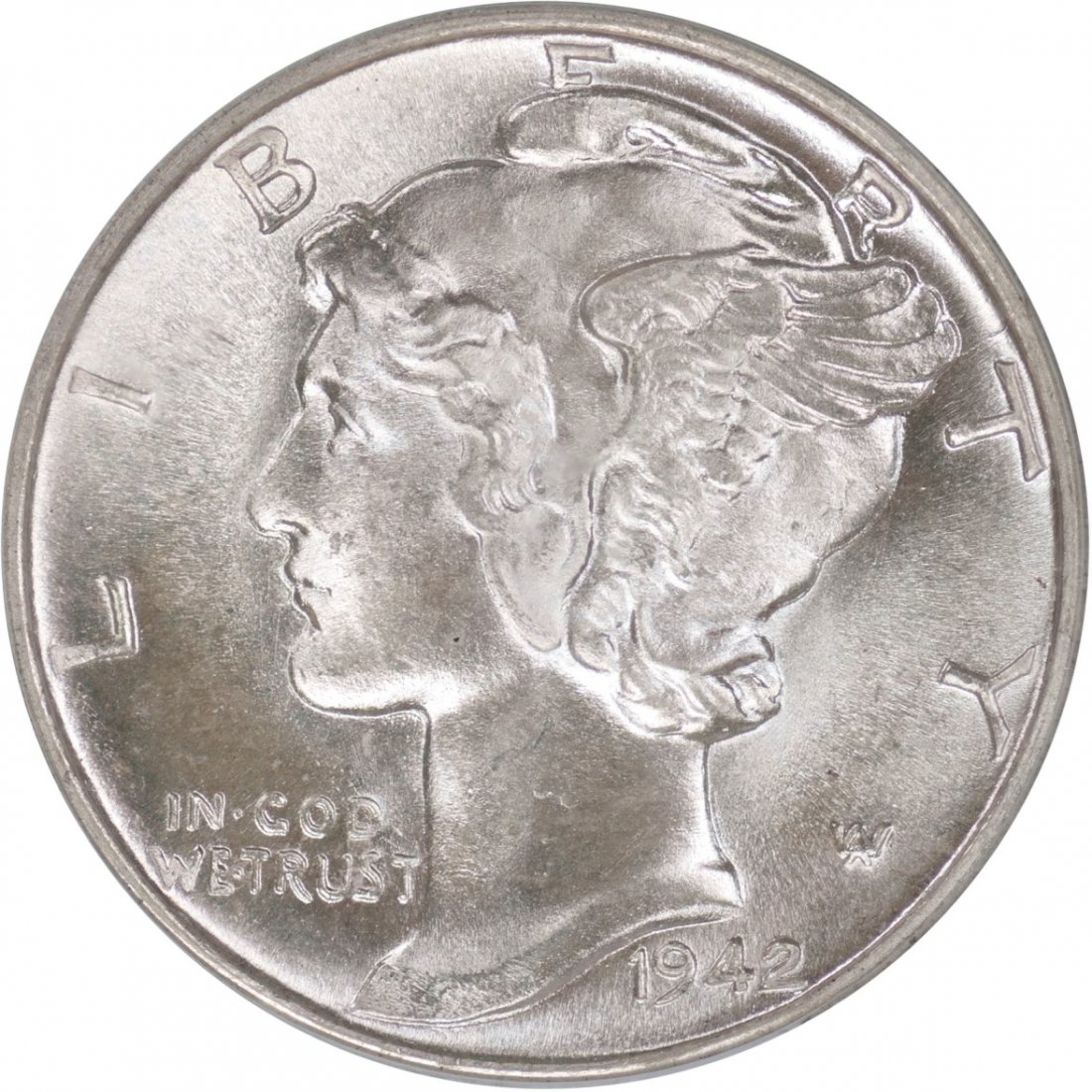 Blazing 1942-D Dime, PCGS MS67 FB, CAC: Intense luster radiates across all surfaces on this fabulous Superb Gem Mercury dime. PCGS assigned a loft grade of MS67 Full Bands, and CAC agreed wholeheartedly.