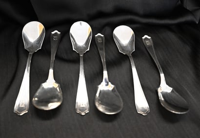 Six Alvin Sterling Silver Sugar Spoons in the Maryland Pattern (1910)
