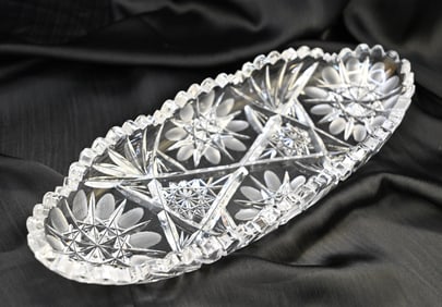 Vintage American Brilliant Period Cut Glass Relish Dish/Tray