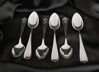 Alvin Sterling Silver Spoons - Set of Six - "Maryland" 1910 Pattern