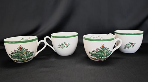 Spode Christmas Tree Cups, Set of 4, Made in England