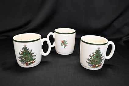 Cuthbertson Christmas Tree Mugs, Set of 3, Made in England