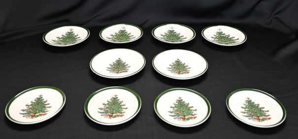 Variety of 10 Cuthbertson Christmas Tree Bread & Butter Plates, England
