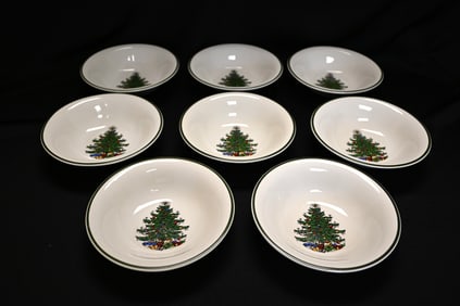 Set of 8 Cuthbertson Christmas Tree Cereal Bowls, Made in England