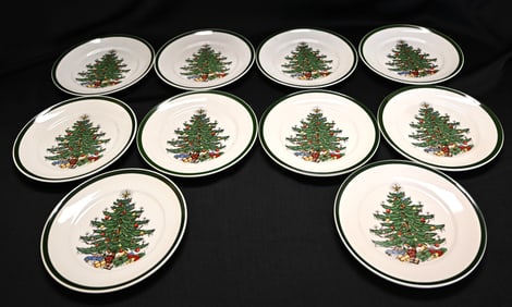 Variety of 10 Cuthbertson Christmas Tree Salad Plates, England