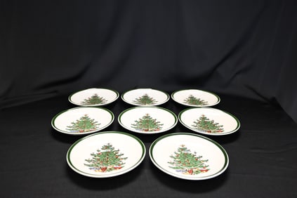 8 Cuthbertson Christmas Tree Salad Plates, Made in England