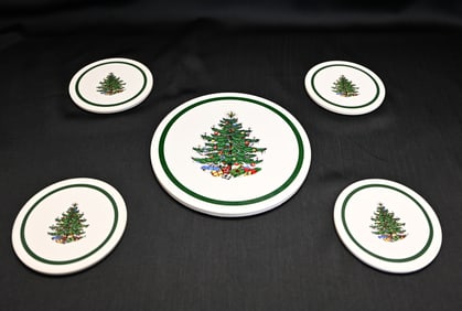 Christmas Tree Pattern Trivet & Coaster Set
