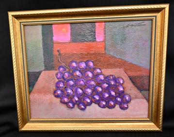J. Milton Signed Modernist Grape Still Life, Third in Series