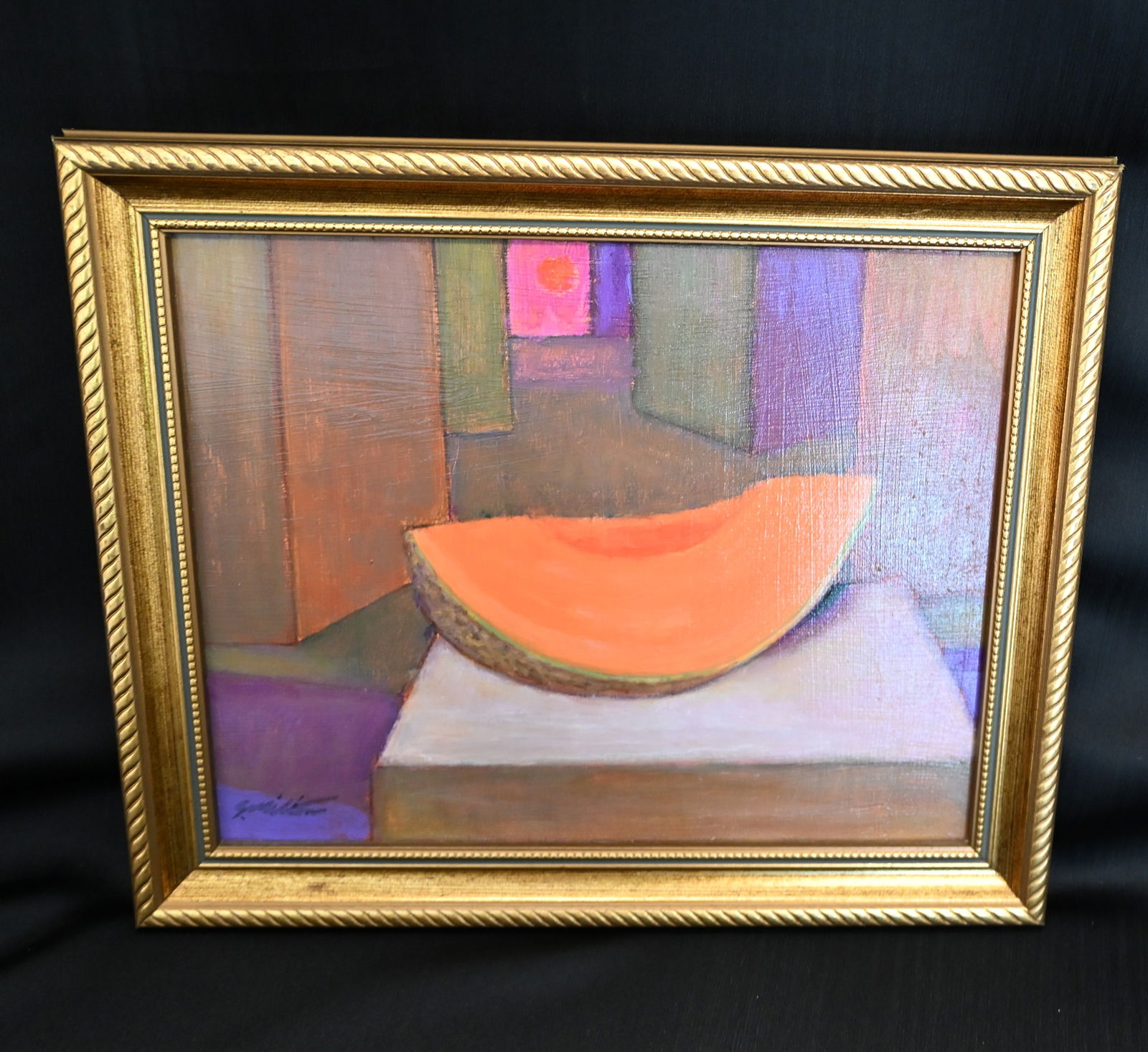 J. Milton Signed Modernist Melon Still Life, Fourth in Series (1 of 4)