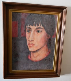 George Merritt Milton (American, 20th C.) Renaissance-Style Crayon Portrait, 1980