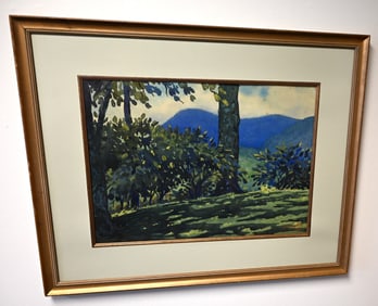 P. D. Ellington (American, 20th C.) Modernist Mountain Landscape, 1931