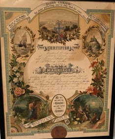 Victorian Chromolithograph Marriage Certificate - Texas, 1891