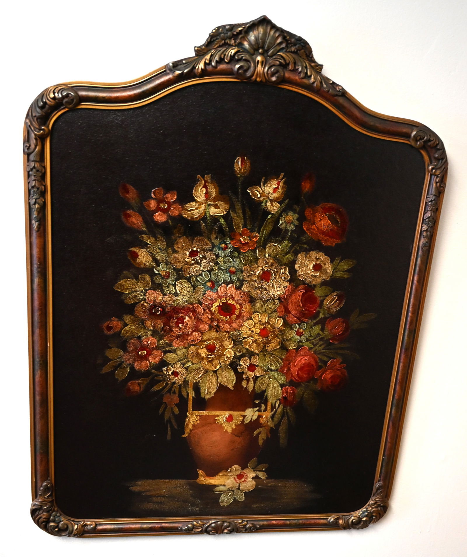 Vintage Framed Floral Still Life Painting, Rococo Style Impasto (1 of 10)