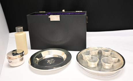 Vintage Sterling Silver Traveling Communion / Sick Call Set in Case
