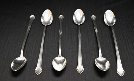 Six Gorham Sterling Silver Iced Teaspoons, ESSEX Pattern (1911), Retailed by J.E. Caldwell & Co.