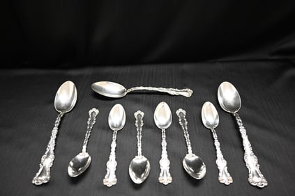 Antique Watson Sterling Silver Spoons - "St. Louis" Pattern, Monogram "D"