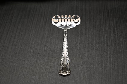Title: Antique Sterling Silver Sardine Serving Fork - Watson St. Louis Pattern Monogrammed EW