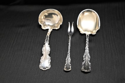 Antique Birks Sterling Silver Serving Set in Louis XV Pattern (Pat. 1891)