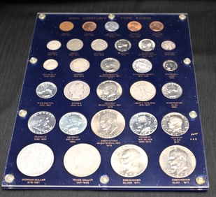 Cased 20th Century U.S. Type Coin Collection with Morgan & Peace Silver Dollars
