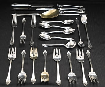 Antique Gorham Sterling Silver Flatware Set in the "Clermont" Pattern, Circa 1915, Monogrammed