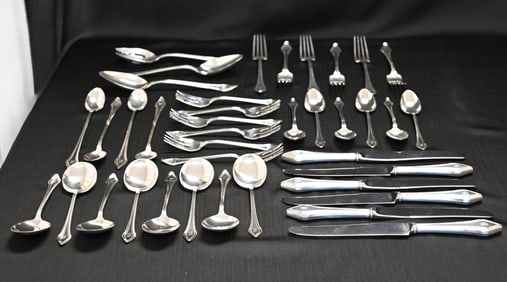 39-Piece Gorham Sterling Silver Flatware Set - "Clermont" Pattern, Monogrammed 'W'