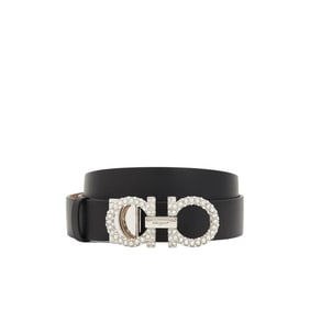 Ferragamo - Adjustable Monogram Buckle Leather Belt, Size 95