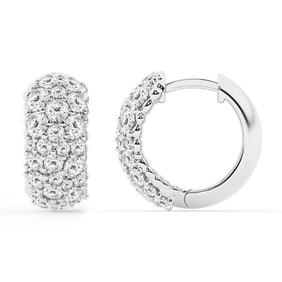 Brilliant Diamond - 2 Carat Round Lab Grown Cluster Diamond Hoop Earrings in Sterling Silver, Color