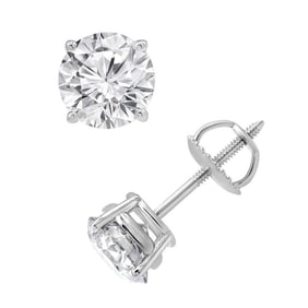 Brilliant Diamond - 14KT White Gold 2.00 Carat Round Cut Lab Grown Diamond Stud Earrings for Women