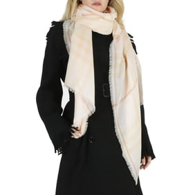 Burberry - Cameo Check Wool Silk Fringed Scarf