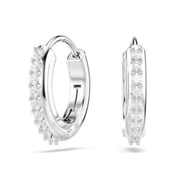 Swarovski - Matrix Pierced Earrings Mini Hoop Matrix Rhodium Shiny White