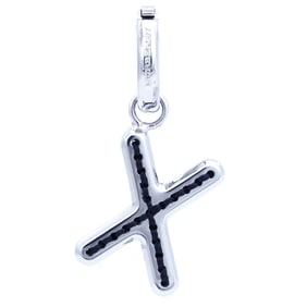 Burberry - Leather-Topstitched 'X' Alphabet Charm in Palladium/Back