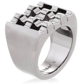 Burberry - Ruthenium-Plated Cube Ring, Size Large