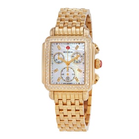 Michele - Chronograph Quartz Diamond White Mother of Pearl Dial Ladies Watch