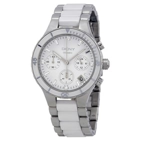 DKNY - Chronograph Wite Dial Steel and Ceramic Bracelet Ladies Watch