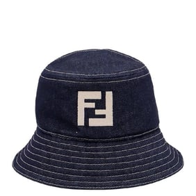 Fendi - Embroidered Logo Denim Bucket Hat, Size Small