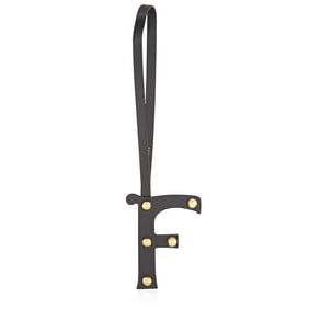 Burberry - Letter F Stud Leather Charm in Black and Light Gold