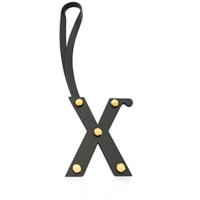 Burberry - Letter X Stud Leather Charm in Black and Light Gold