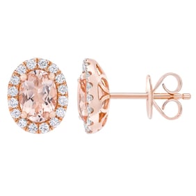 Morganite and Diamond 14kt Rose Gold Earrings