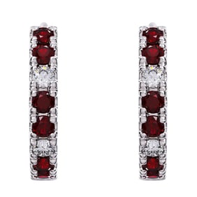 Ruby and Diamond 14kt White Gold Earrings
