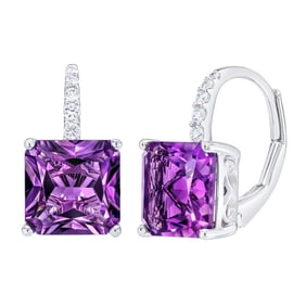 Amethyst and Diamond 14kt White Gold Earrings