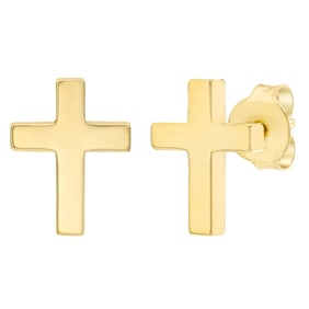 14kt Yellow Gold High Polish Cross Stud Earrings
