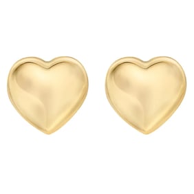 14kt Gold High Polish Puffed Heart Stud Earrings