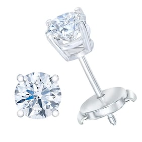 Round Brilliant 0.50 ctw VS2 Clarity, I Color Diamond 14kt White Gold Stud Earrings