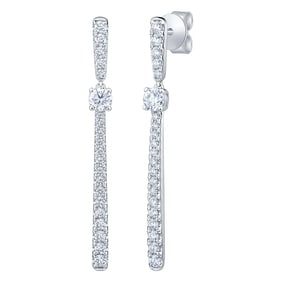 Round Brilliant 0.80 ctw VS2 Clarity, G Color Diamond 14kt White Gold Dangle Earrings