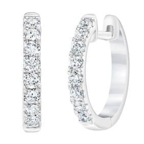 Round Brilliant 0.35 ctw VS2 Clarity, I Color Diamond 14kt Gold Hoop Earrings