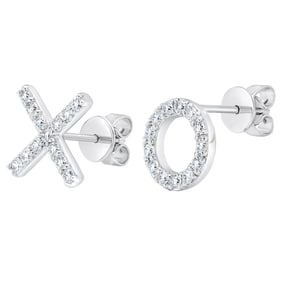 Round Brilliant 0.34ctw VS2 Clarity, I Color Diamond 14kt Gold XO Earrings