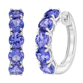 Tanzanite 14kt White Gold Hoop Earrings