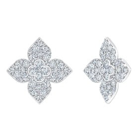 Round Brilliant 0.60 ctw VS2 Clarity, I Color Diamond 14kt White Gold Flower Earrings