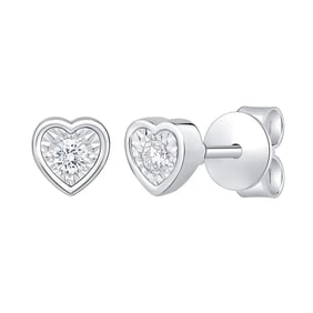 Round Brilliant 0.10 ctw VS2 Clarity, I Color Diamond 14kt White Gold Heart Earrings